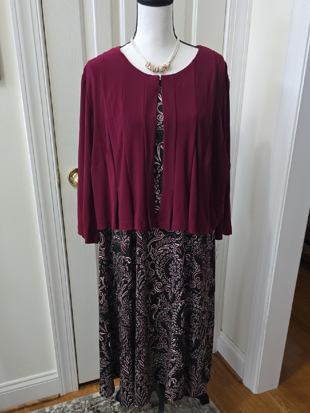 DANNY AND NICOLE WOMEN'S BLACK FLORAL PLUS SIZE TWO PIECE DRESS SIZE 3X